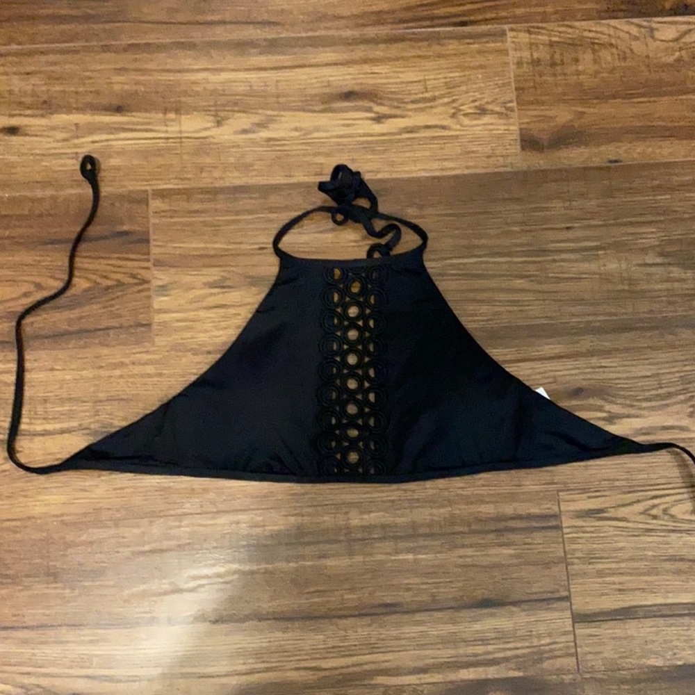 Black Halter Top with Lace Detail
